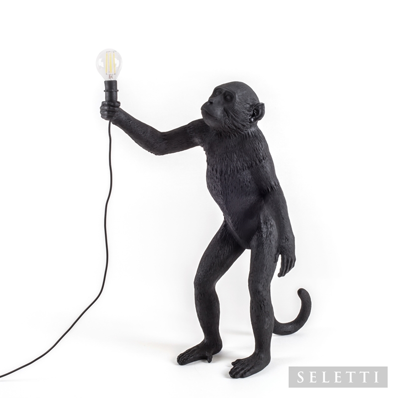 Monkey stående bordslampa svart