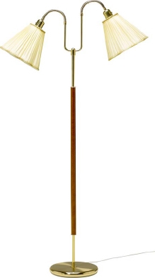 Gripsholm golvlampa i mässingsfärg och körsbärsträ med två armar